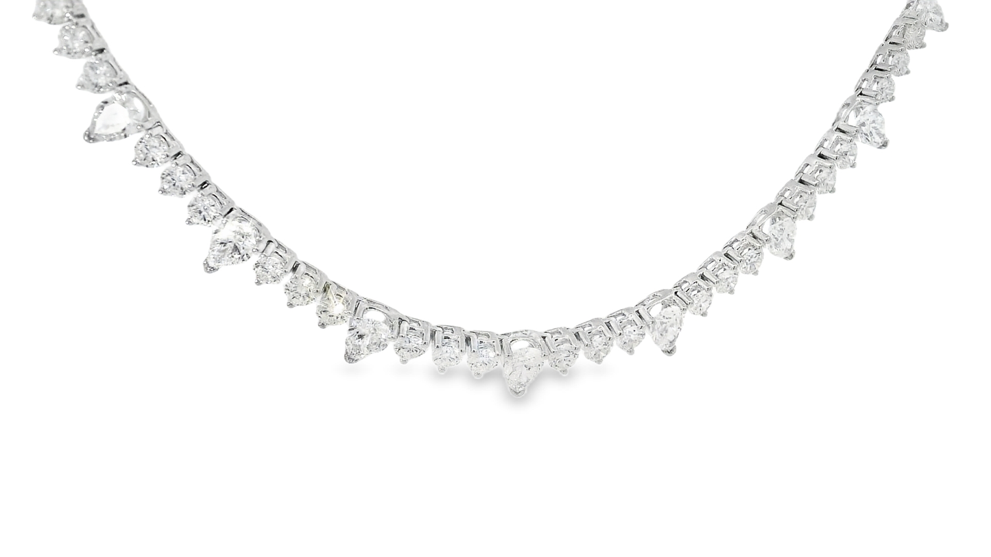 10.57CT Round Diamond 6.74CT Pear Lab Diamond Necklace 14k White Gold