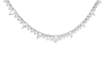 10.57CT Round Diamond 6.74CT Pear Lab Diamond Necklace 14k White Gold