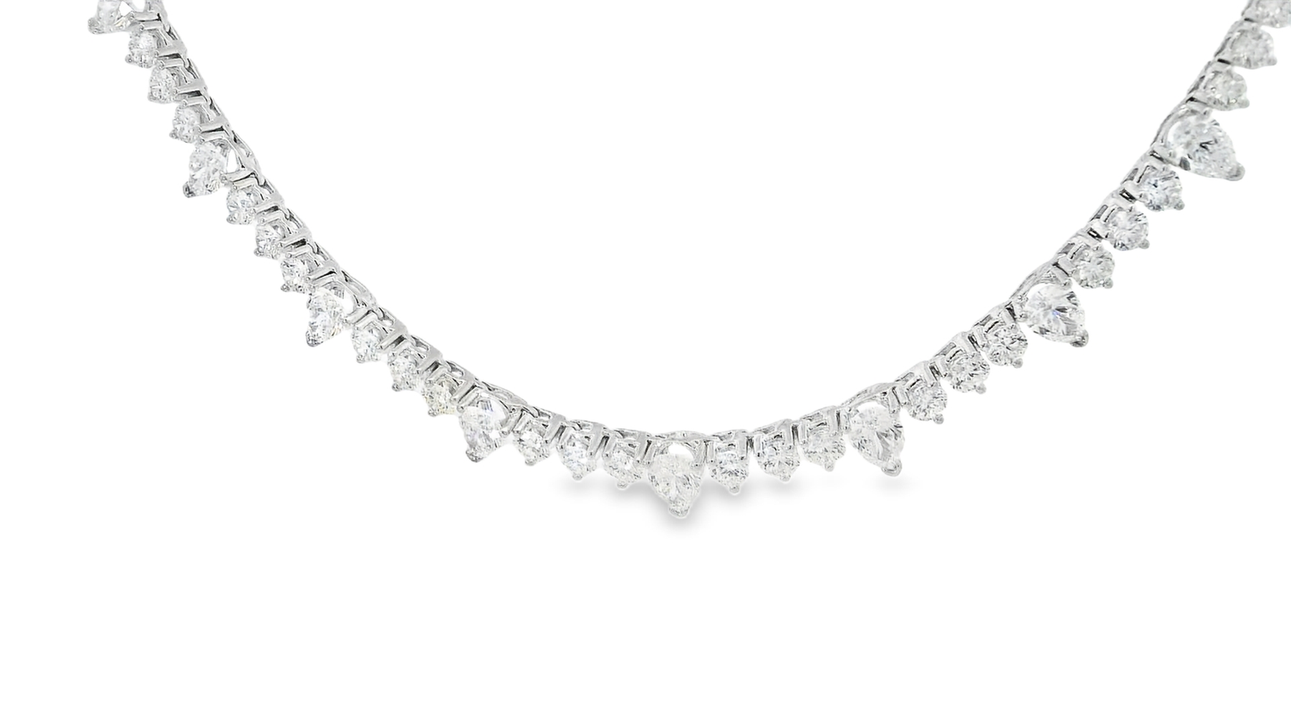 10.57CT Round Diamond 6.74CT Pear Lab Diamond Necklace 14k White Gold