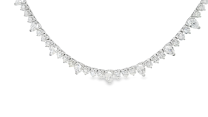 10.57CT Round Diamond 6.74CT Pear Lab Diamond Necklace 14k White Gold