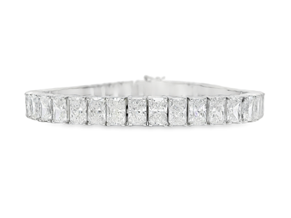 22.63 CT Radiant Cut Lab Diamond 4 Prong Tennis Bracelet 14K White Gold