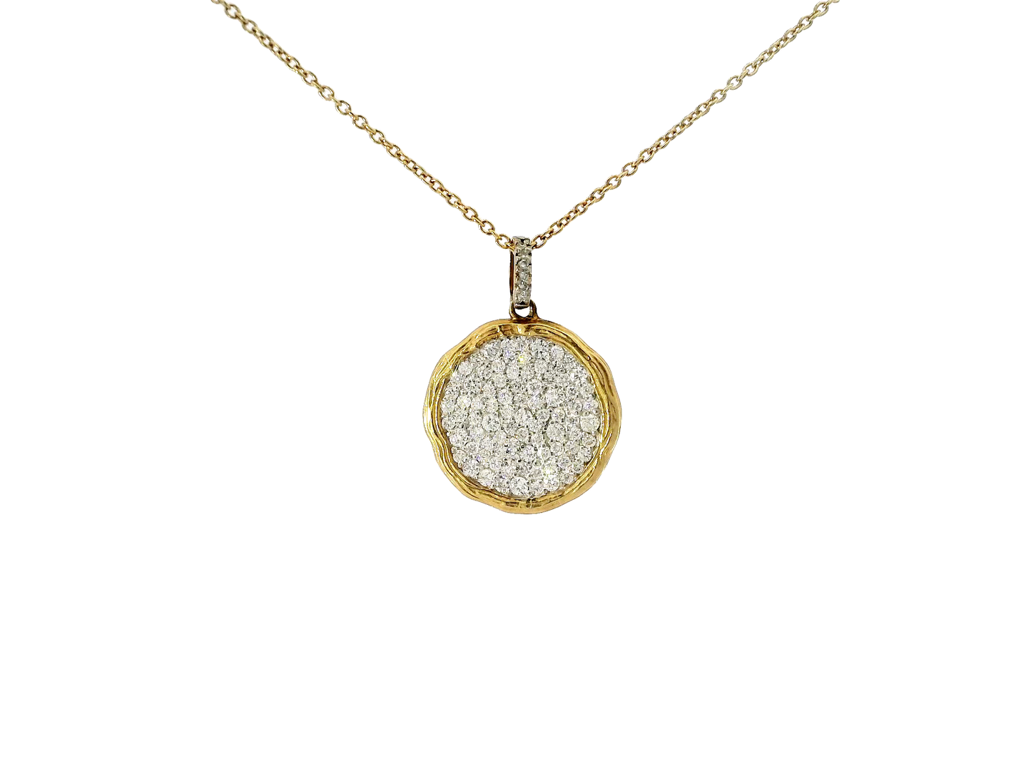 1CT Diamond Bark Pendant 14K Yellow Gold