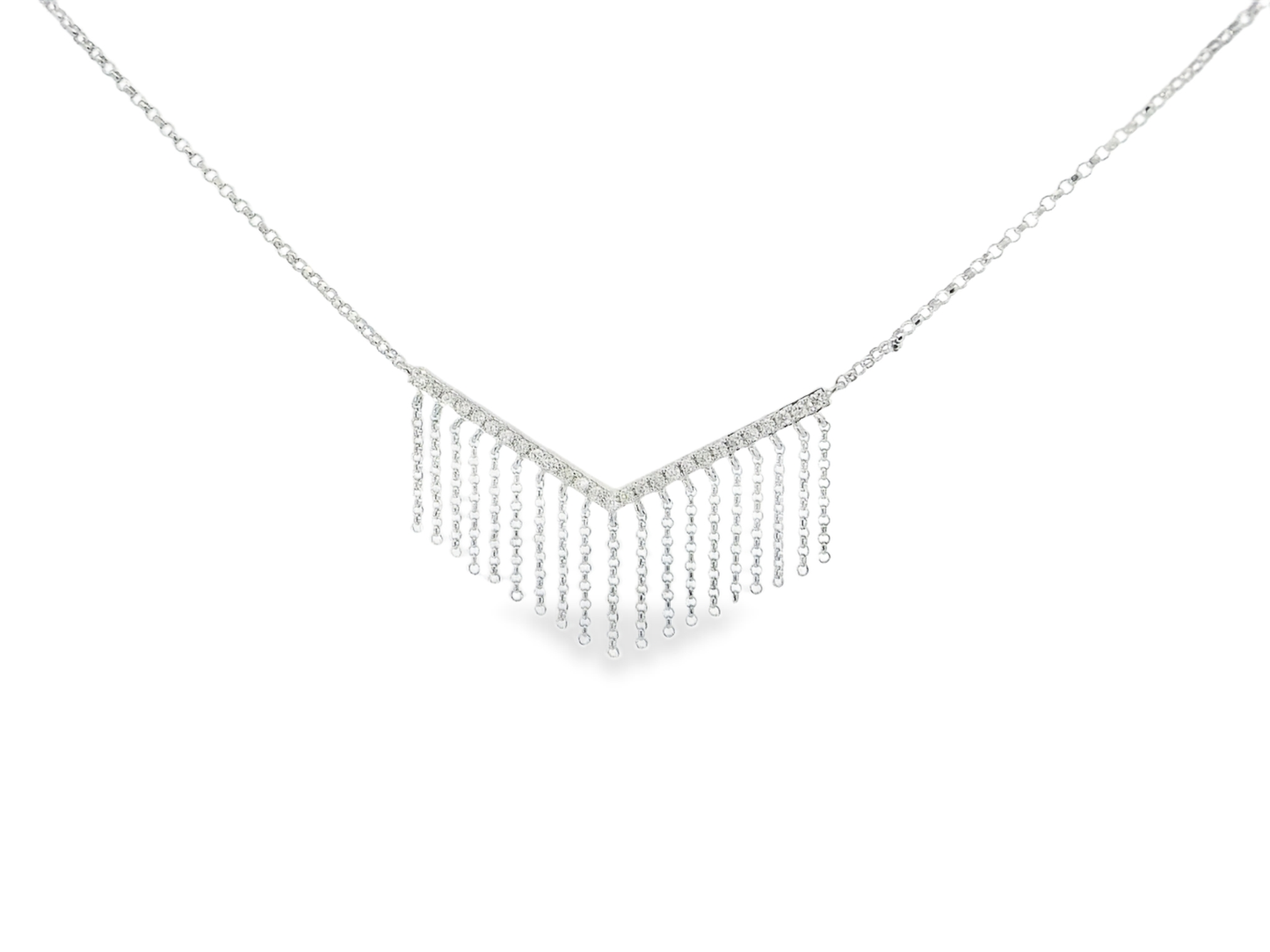 0.20CT Diamond Chain Rope Pendant 14k White Gold