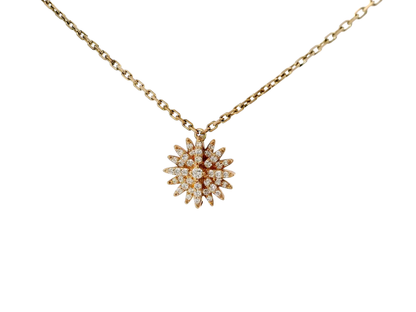 0.33CT Diamond Starburst Pendant 14K Rose Gold