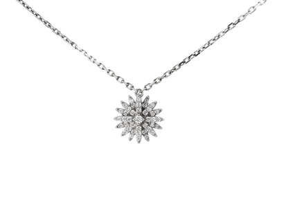 0.33CT Starburst Pendant 14K White Gold