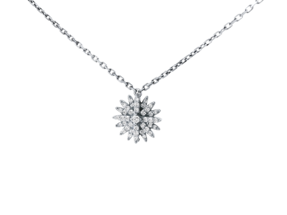 0.33CT Starburst Pendant 14K White Gold