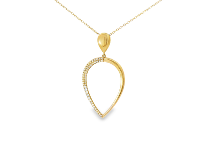 0.16CT Diamond Reverse Teardrop Pendant 14K Yellow Gold