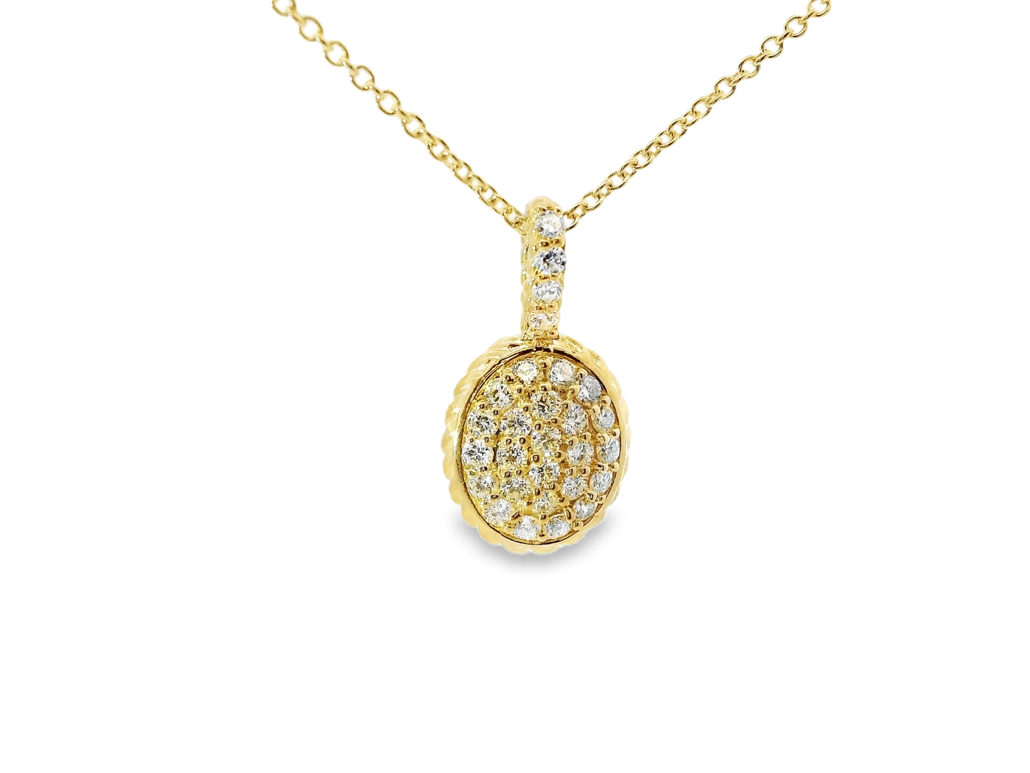 0.54CT Diamond Oval Pendant 14K Yellow Gold