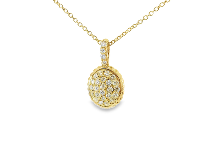 0.54CT Diamond Oval Pendant 14K Yellow Gold
