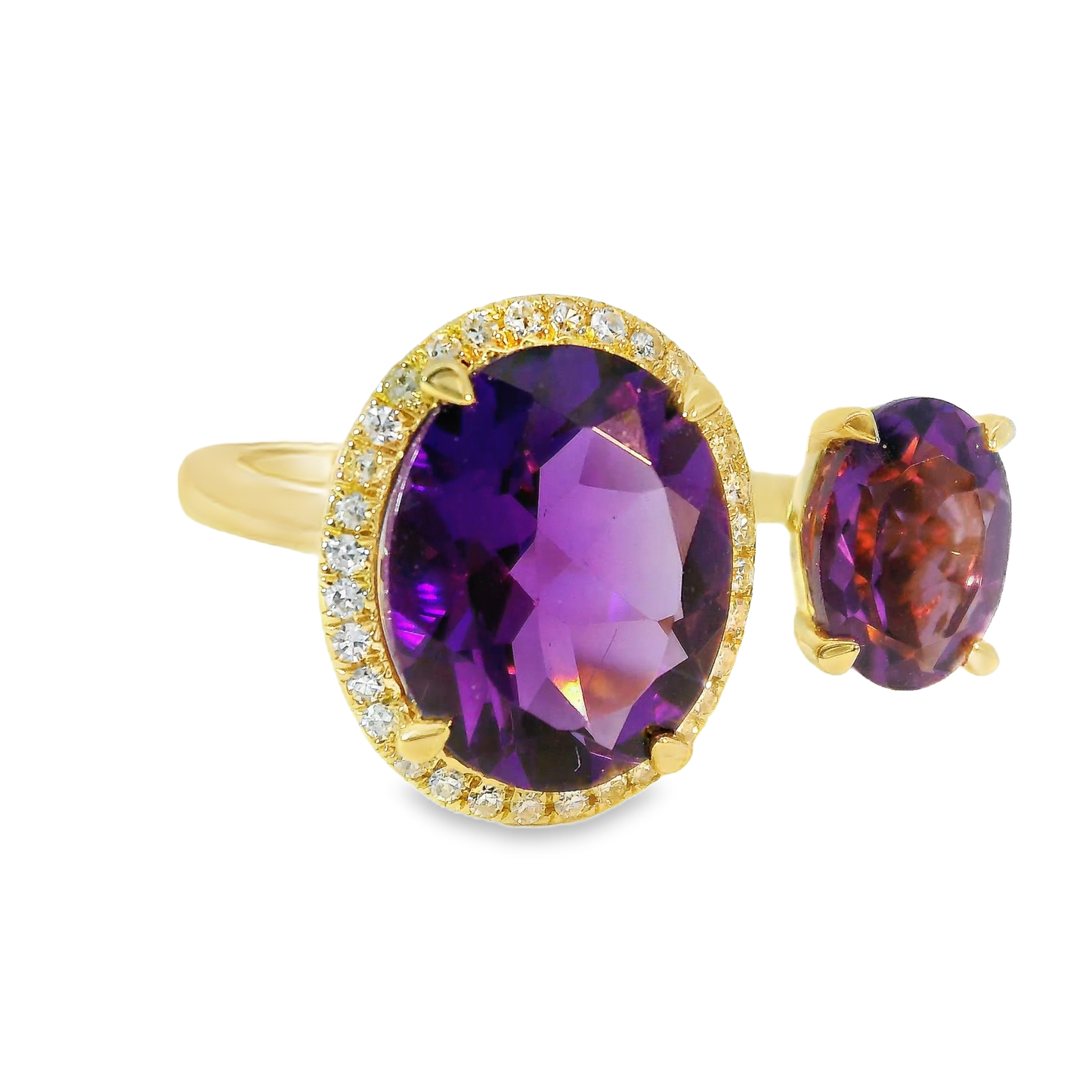 0.09CT Diamond and 2.96CT Purple Amethyst Ring 14K Yellow Gold