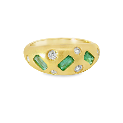 0.21CT Diamond and 0.81CT Emerald Ring 14K Yellow Gold
