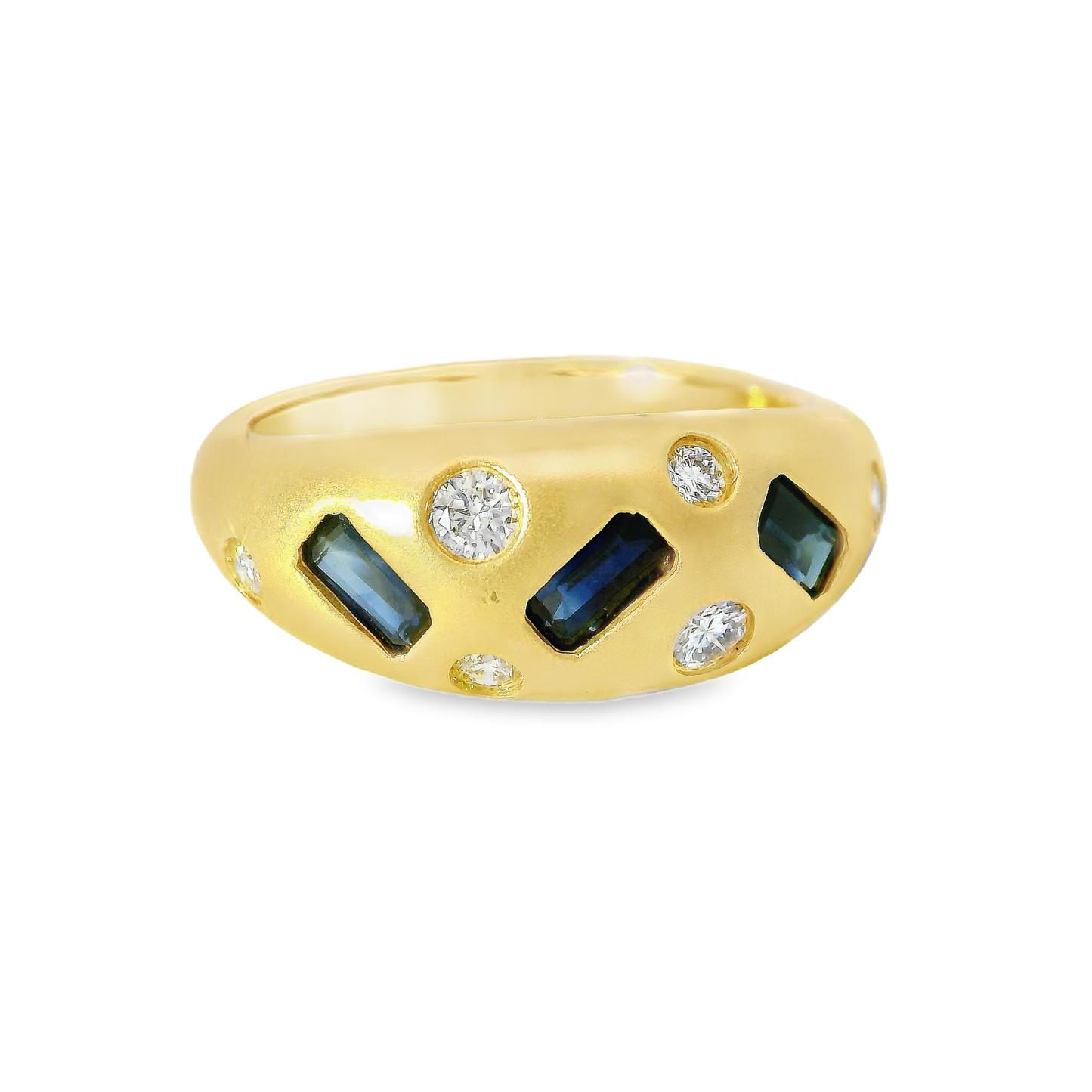 0.21CT Diamond and 1.16CT Blue Sapphire 14K Yellow Gold