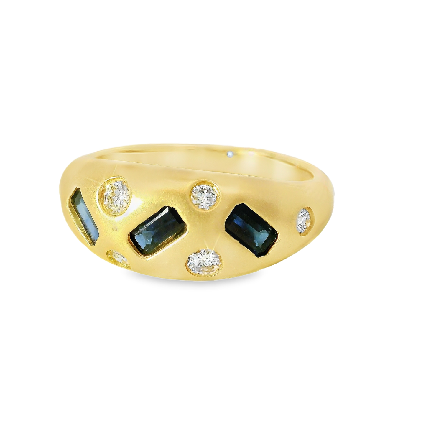 0.21CT Diamond and 1.16CT Blue Sapphire 14K Yellow Gold