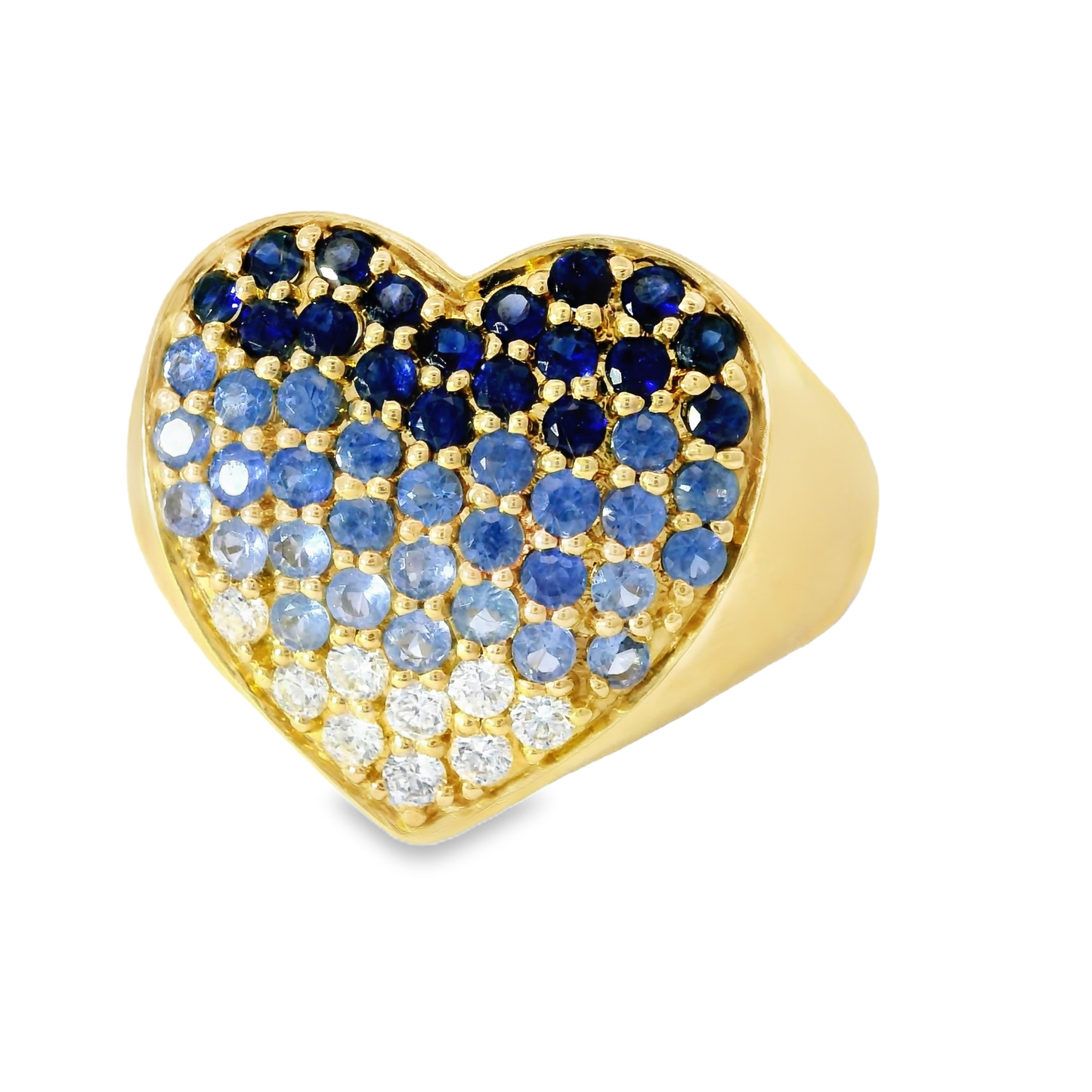 0.18CT Diamond and 1.10CT Blue Sapphire Ring 14K Yellow Gold