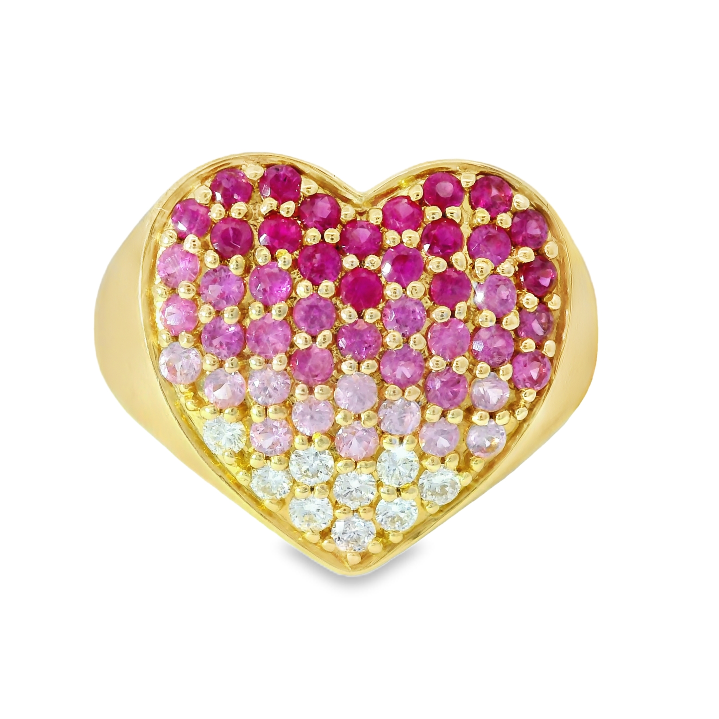 0.18CT Diamond and 1.10CT Pink Sapphire Ring 14K Yellow Gold
