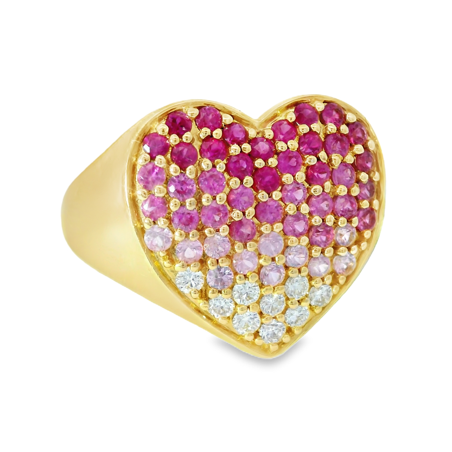0.18CT Diamond and 1.10CT Pink Sapphire Ring 14K Yellow Gold