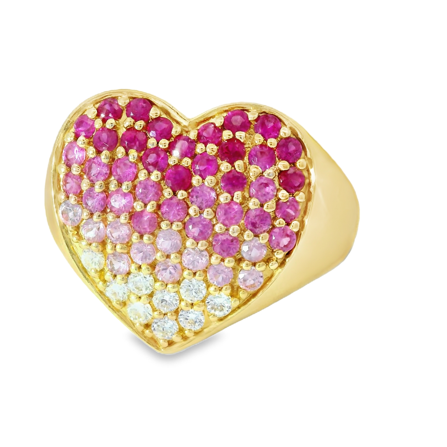 0.18CT Diamond and 1.10CT Pink Sapphire Ring 14K Yellow Gold