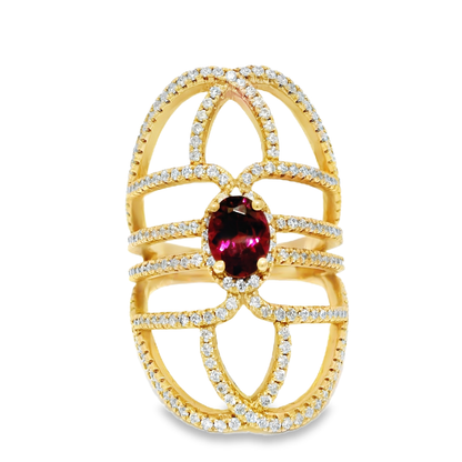 1.42CT Diamond with 4.3CT Pink Sapphire 14K Yellow Gold