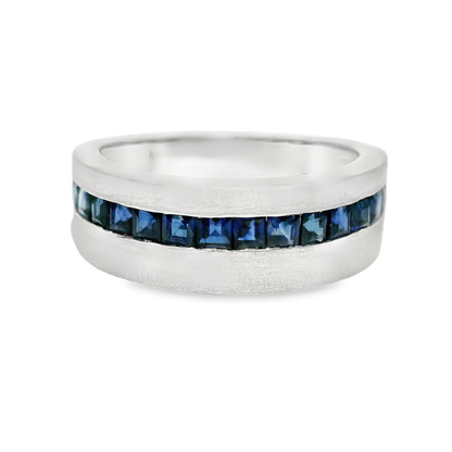 1.06CT Blue Sapphire Ring 14K White Gold