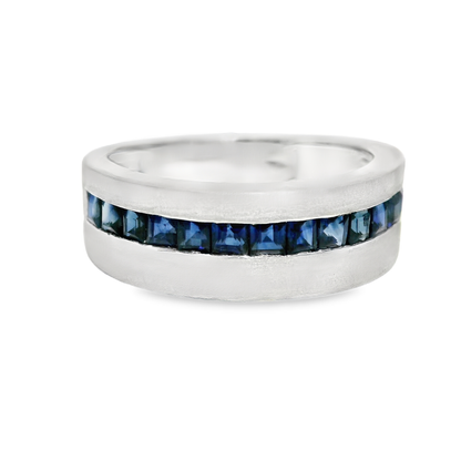 1.06CT Blue Sapphire Ring 14K White Gold