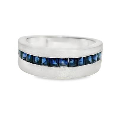 1.06CT Blue Sapphire Ring 14K White Gold