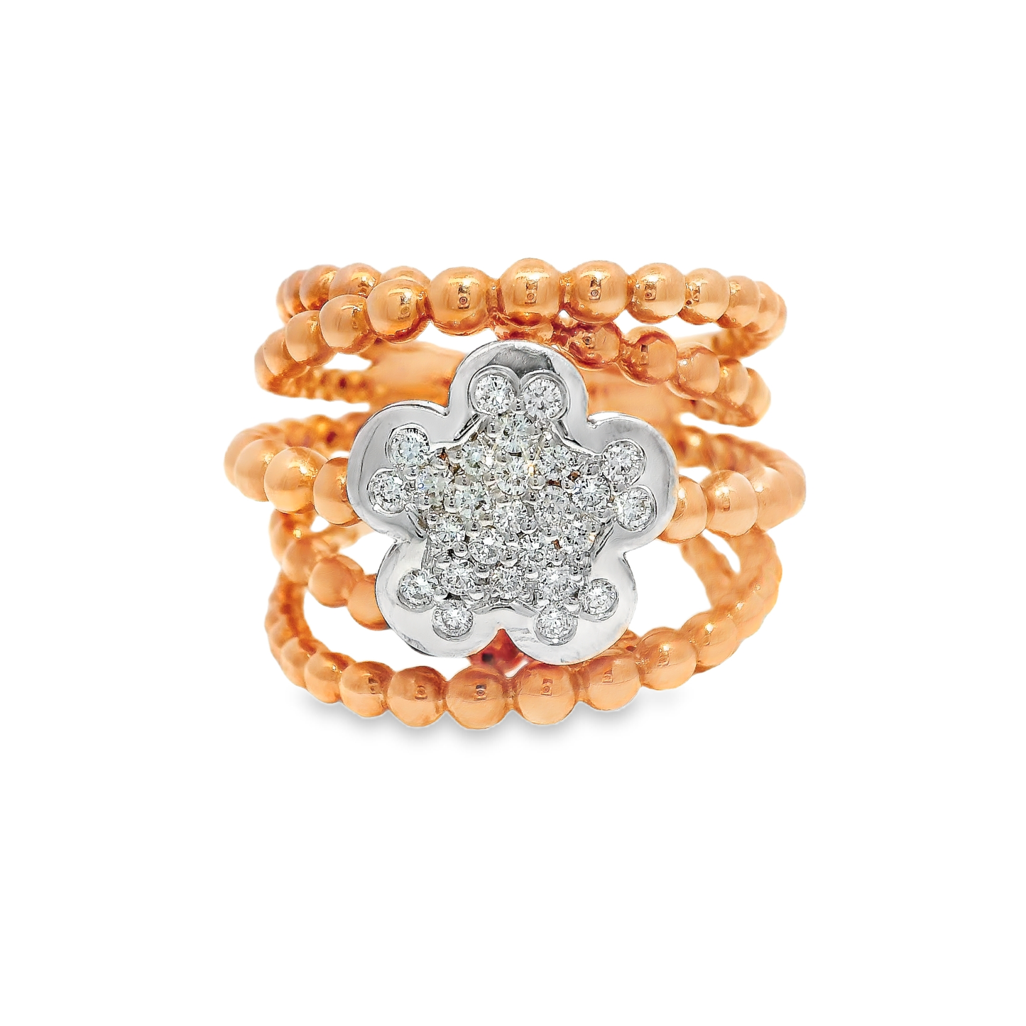 0.33CT Diamond Flower Ring 14K Gold