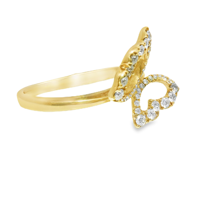 0.25CT Round Cut Diamond Butterfly Ring 14K Gold
