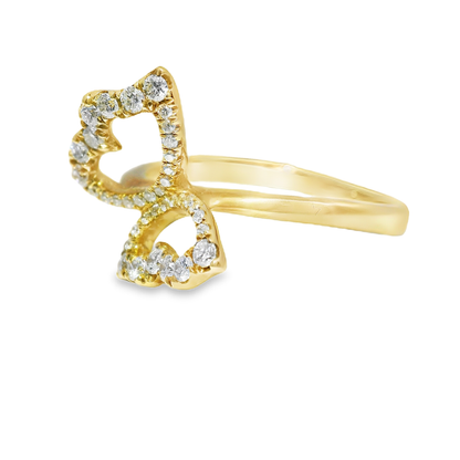 0.25CT Round Cut Diamond Butterfly Ring 14K Gold