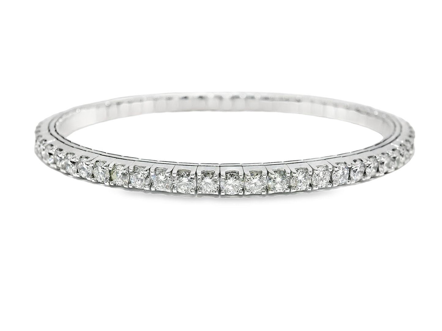 7.20CT Diamond Stretch Bangle 14k White Gold