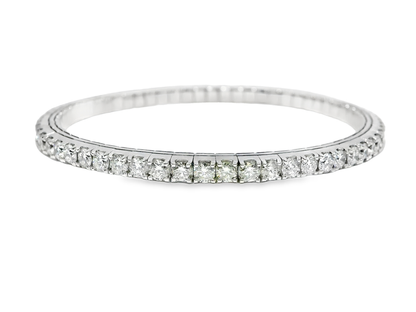 7.20CT Diamond Stretch Bangle 14k White Gold