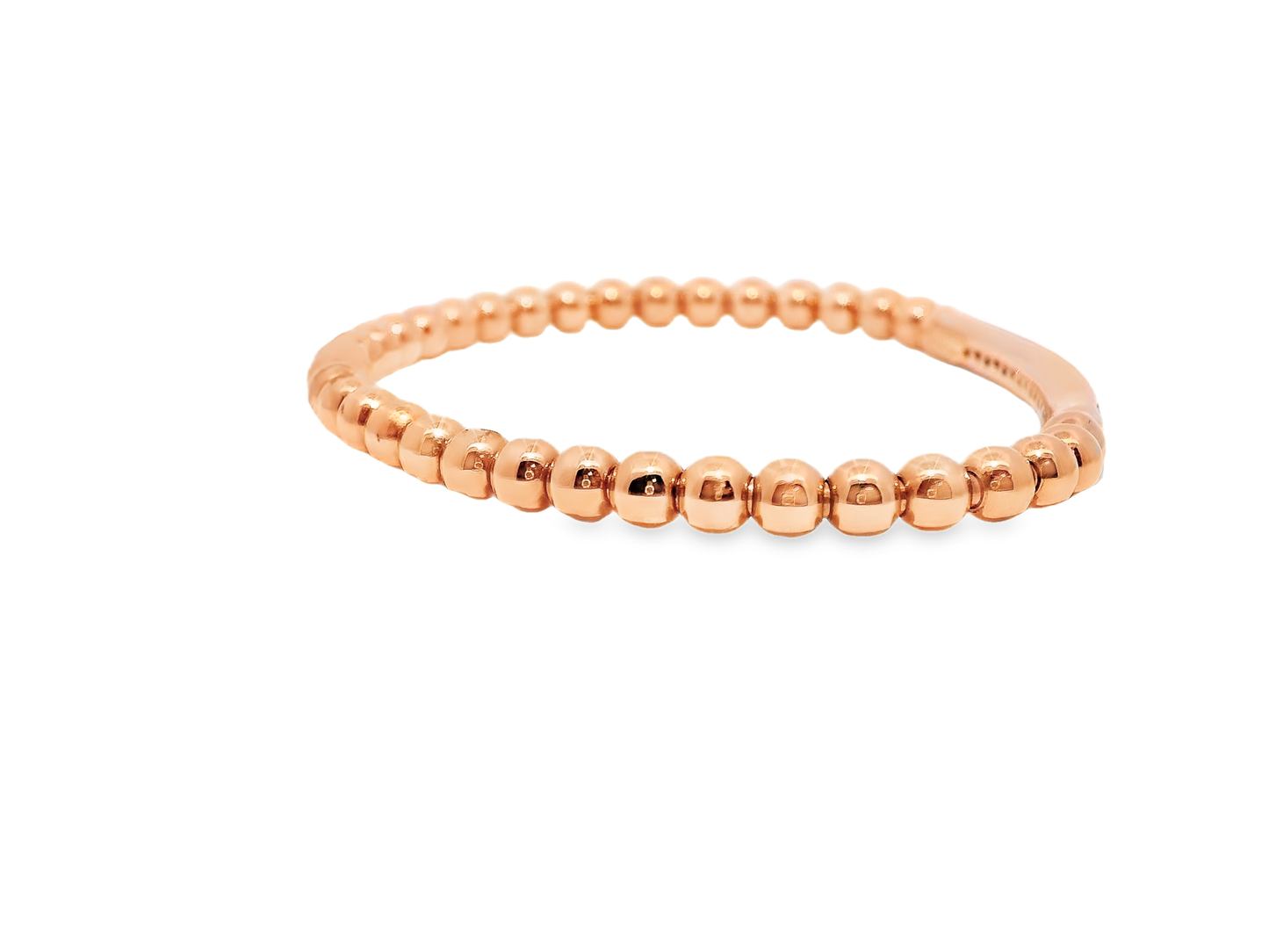 0.22CT Diamond ID Plain Beads Stretch Bangle 14k Rose Gold