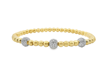1.45CT Diamond Stretch Bangle 14k Yellow Gold