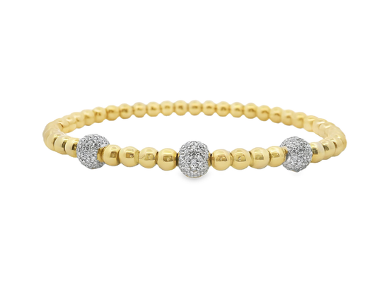 1.45CT Diamond Stretch Bangle 14k Yellow Gold