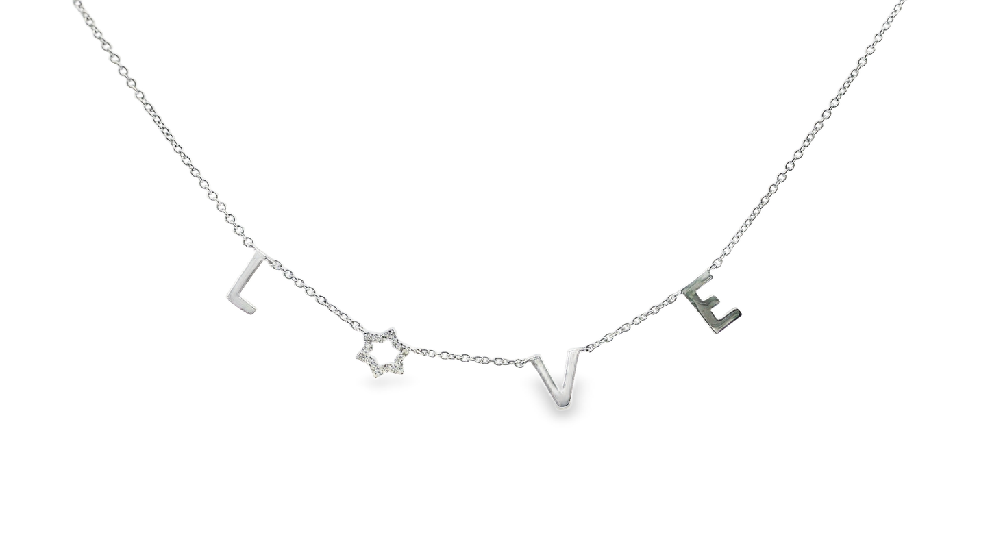 0.07CT Diamond Love Pendant 14k White Gold