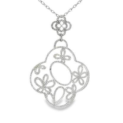 1.85CT Diamond Pendant 14k White Gold