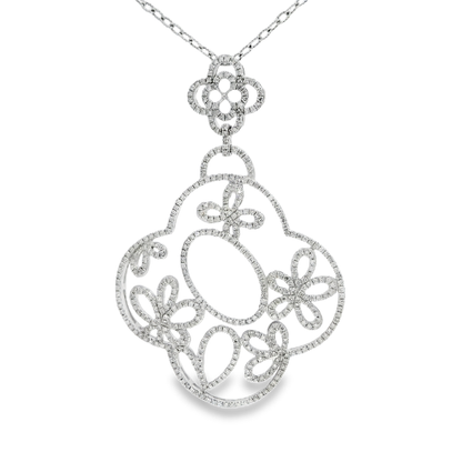 1.85CT Diamond Pendant 14k White Gold