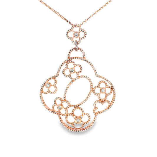 1.66CT Diamond Pendant 14k Rose Gold