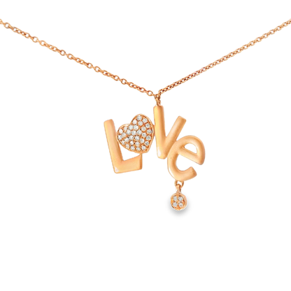 0.14CT Diamond Love Pendant 14k Rose Gold