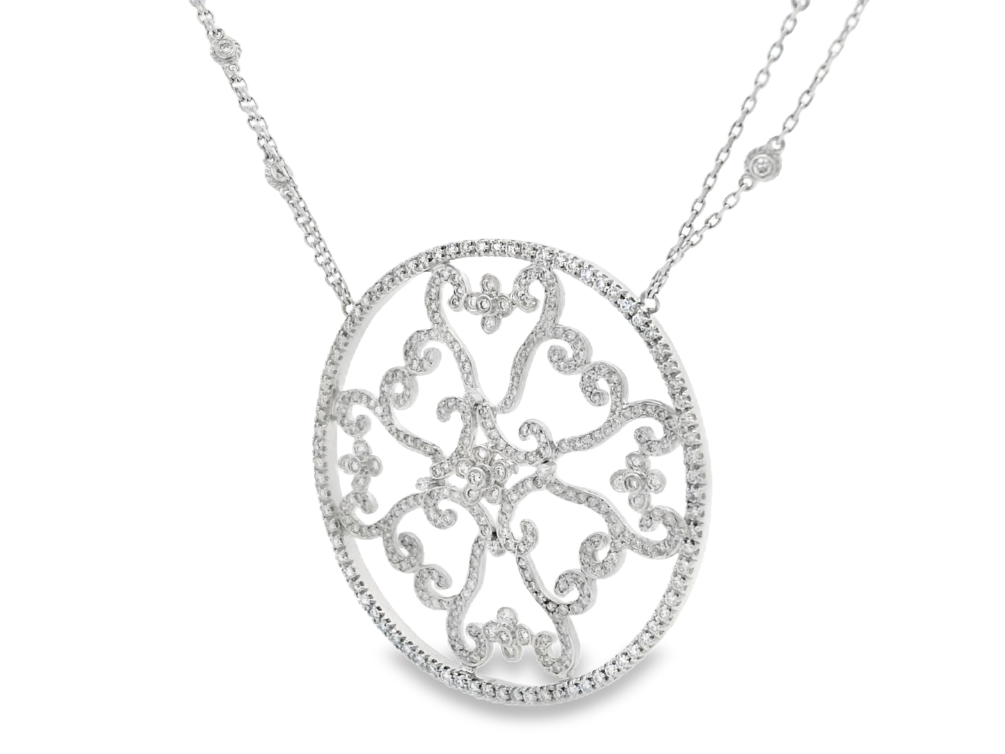 3.55CT Diamond Pendant 14k White Gold