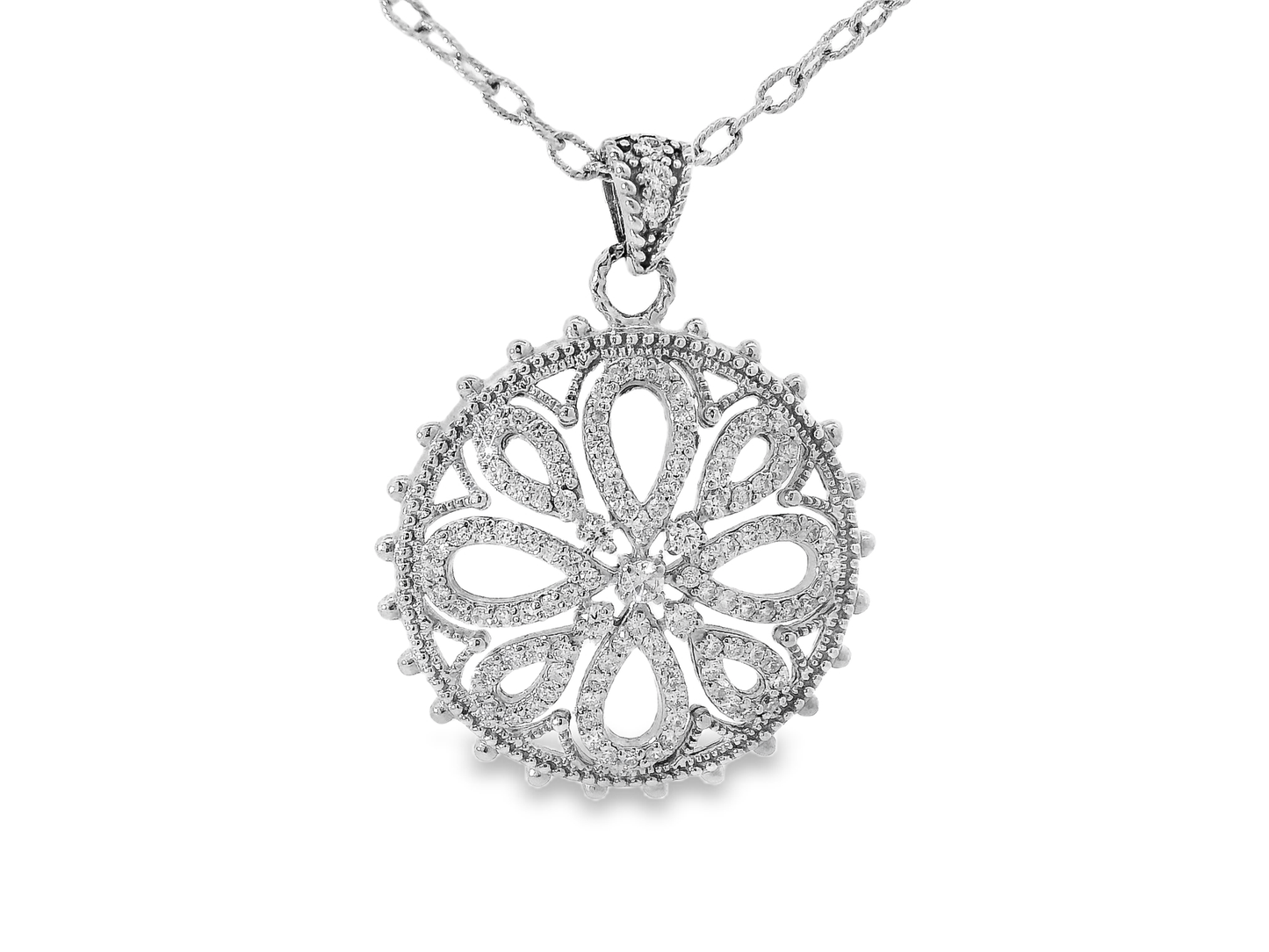 1.40CT Diamond Pendant 14k White Gold