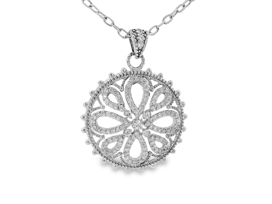1.40CT Diamond Pendant 14k White Gold