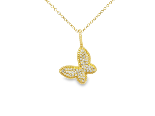 0.18CT Diamond Pendant 14k Yellow Gold