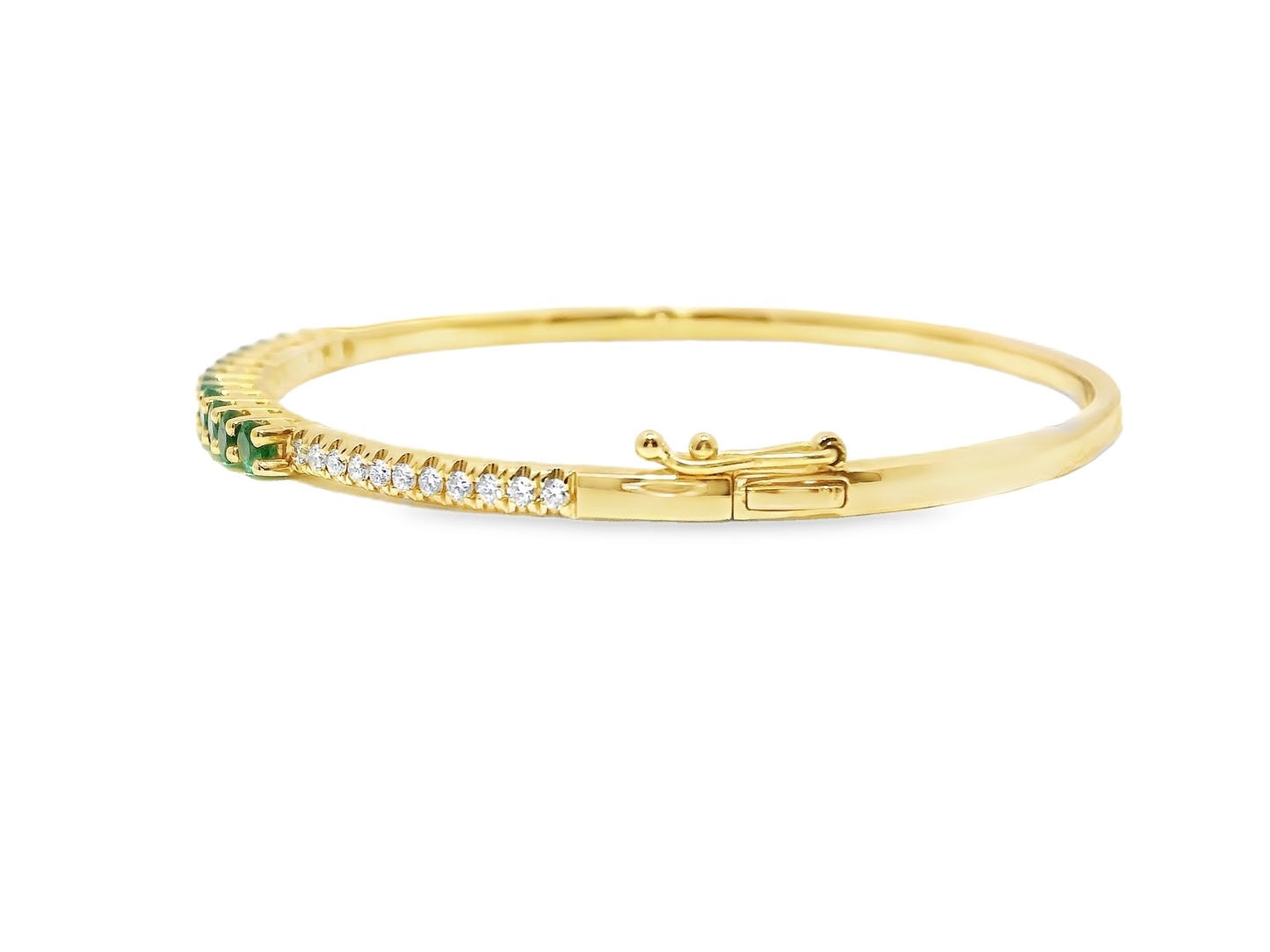 0.26CT Diamond 1.31CT Emerald Cut Bangle 14k Yellow Gold