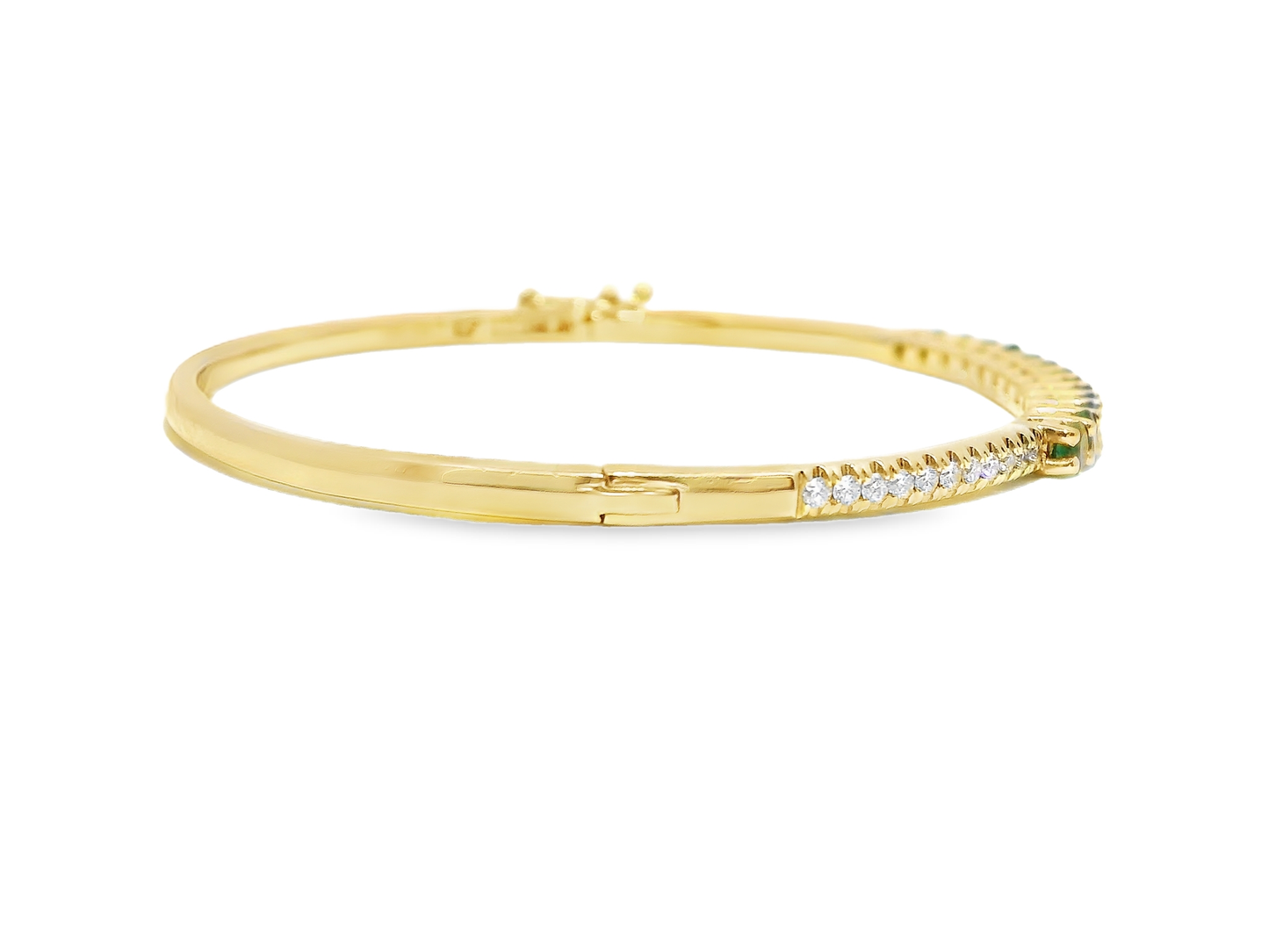 0.26CT Diamond 1.31CT Emerald Cut Bangle 14k Yellow Gold