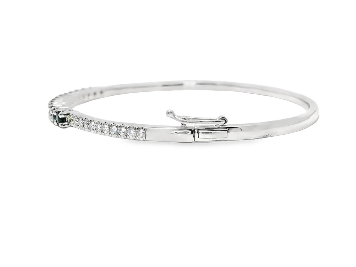 0.26CT Diamond 1.50CT Blue Sapphire Bangle 14k White Gold