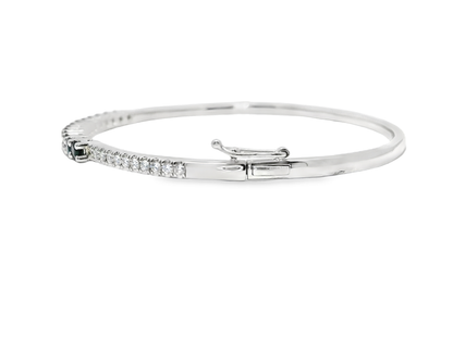 0.26CT Diamond 1.50CT Blue Sapphire Bangle 14k White Gold