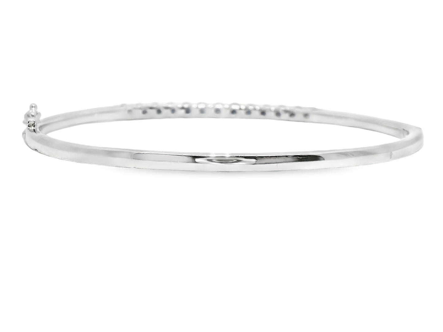 0.26CT Diamond 1.50CT Blue Sapphire Bangle 14k White Gold