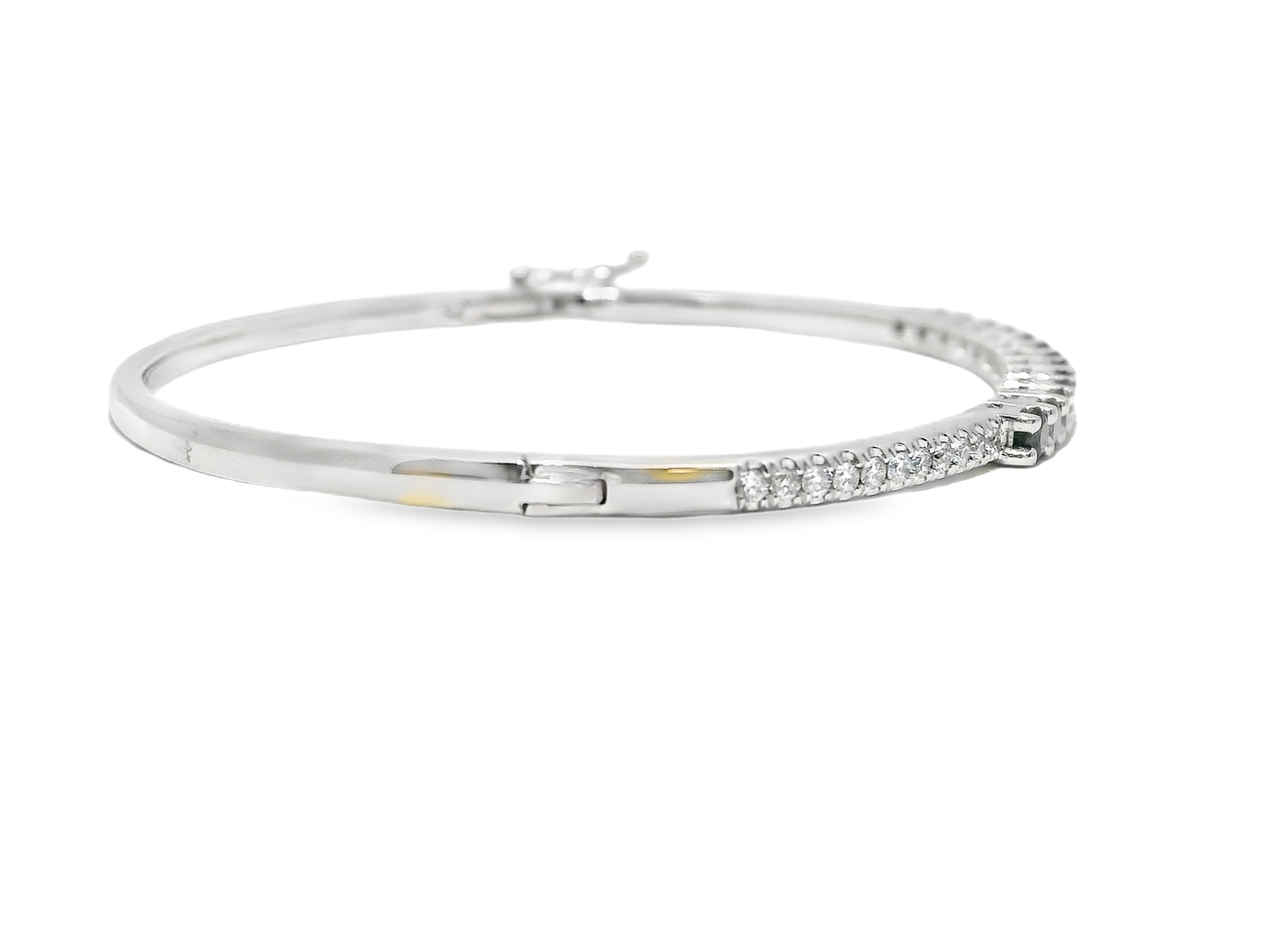 0.26CT Diamond 1.50CT Blue Sapphire Bangle 14k White Gold