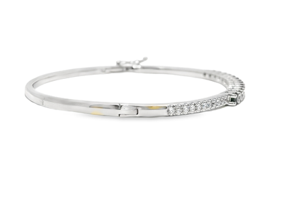 0.26CT Diamond 1.50CT Blue Sapphire Bangle 14k White Gold