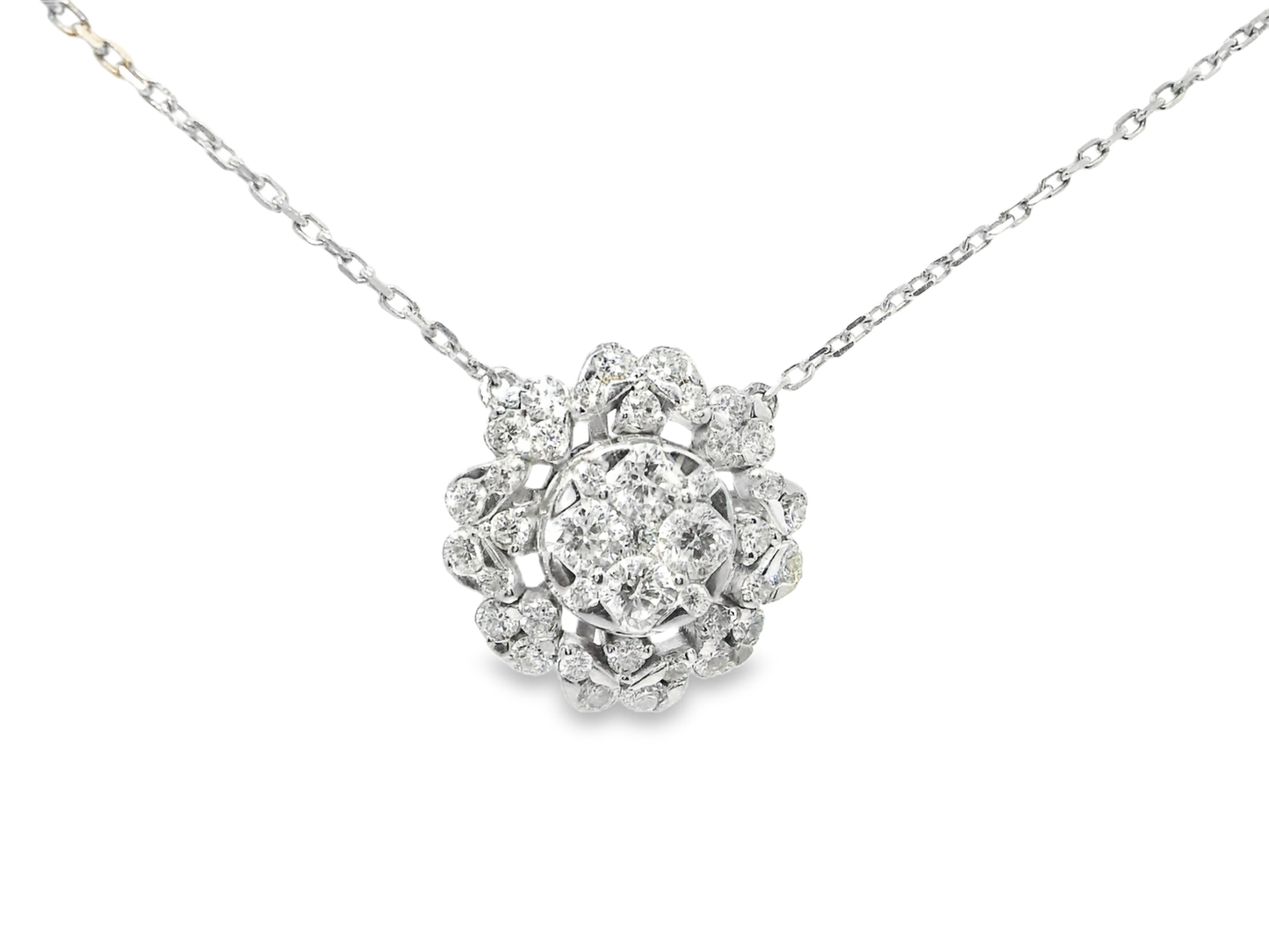 1.35CT Diamond Pendant 14k White Gold